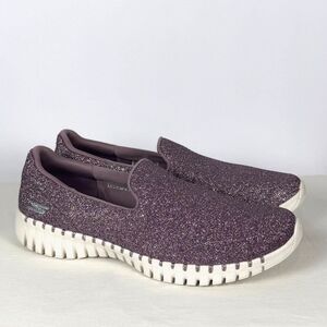 Skechers Go Walk Air Cooled Goga Mat Slip On Pink Glitter Womens 10W